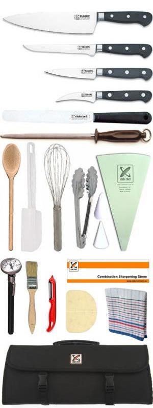 21 Piece Knife & Utensil Starter Kit by Club Chef - 25cm Cooks Knife